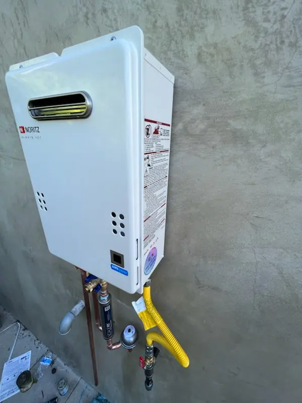 Tankless water heater installation for Bishop Wood homes